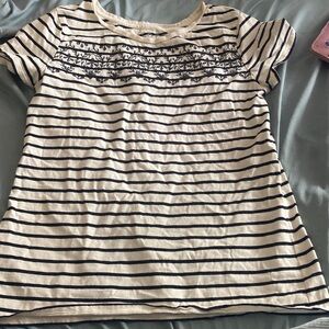 Loft striped embroidered t shirt xs